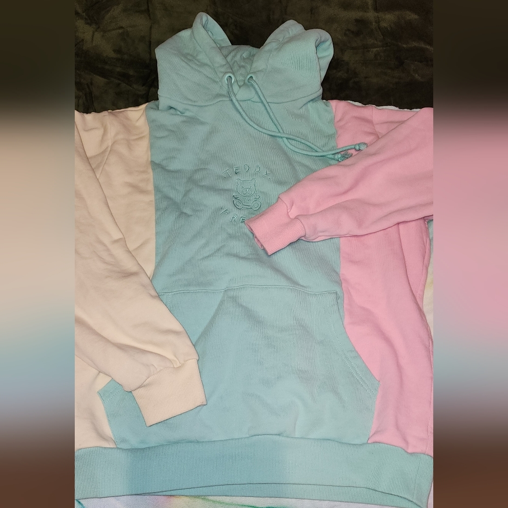 tri color teddy fresh hoodie
